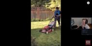 Tfue's stream reveals the hacker in a lawn-mowing video.